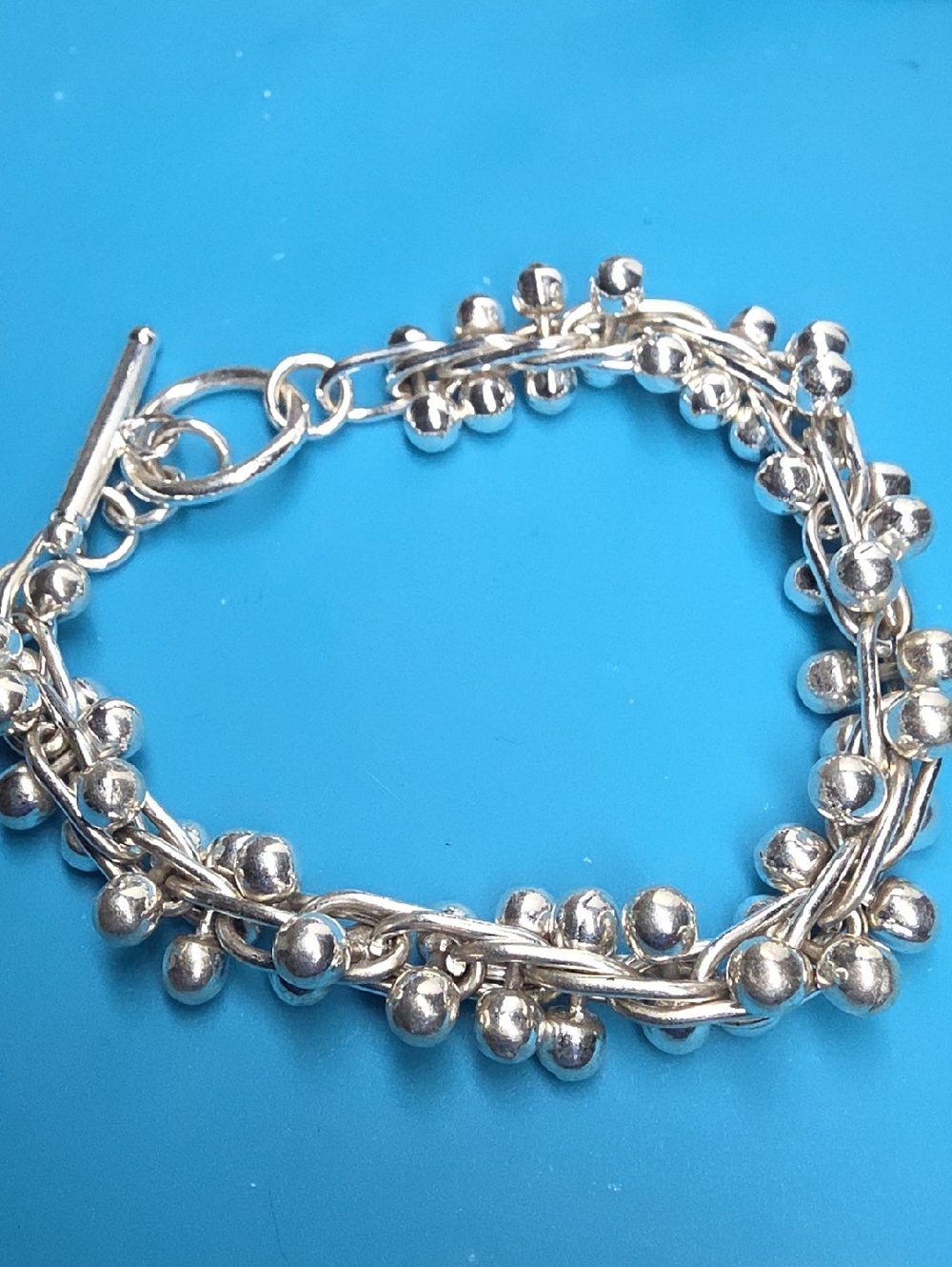 Silver Tone Beaded Multi-Strand Bracelet
